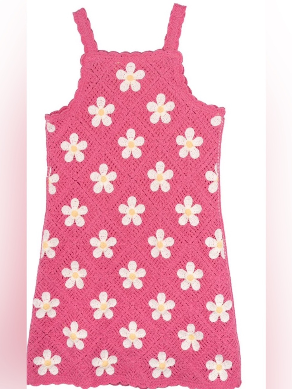 Counting Daisies Girl Pink Crochet Dress With Diaper Cover 12M Flower Child NWT